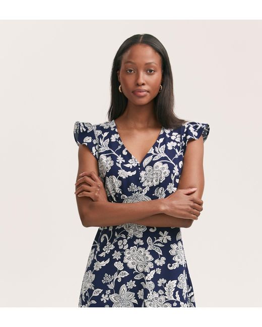 Finery London Blue Liza Crepe Midi Dress
