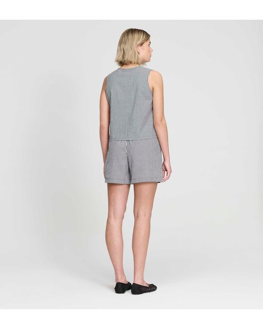 Finery London Gray Sunny Cotton Gingham Drawstring Shorts