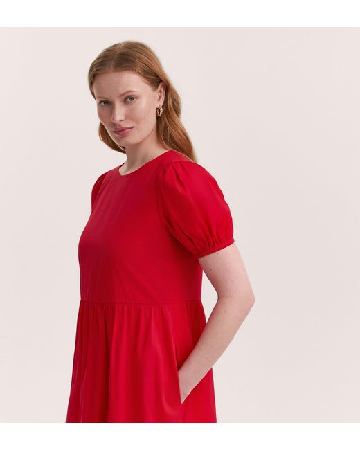 Finery London Red Genevive Cotton Midi Dress