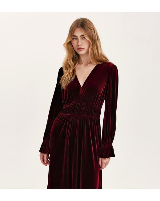 Finery London Red Laila Velvet Midi Dress