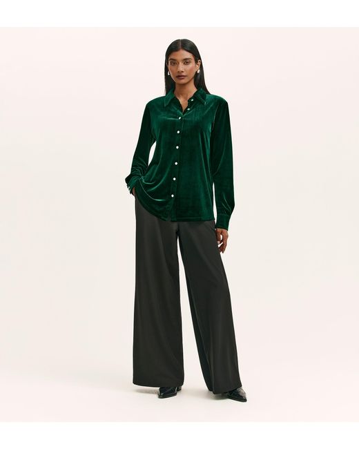 Finery London Green Sayge Velvet Shirt