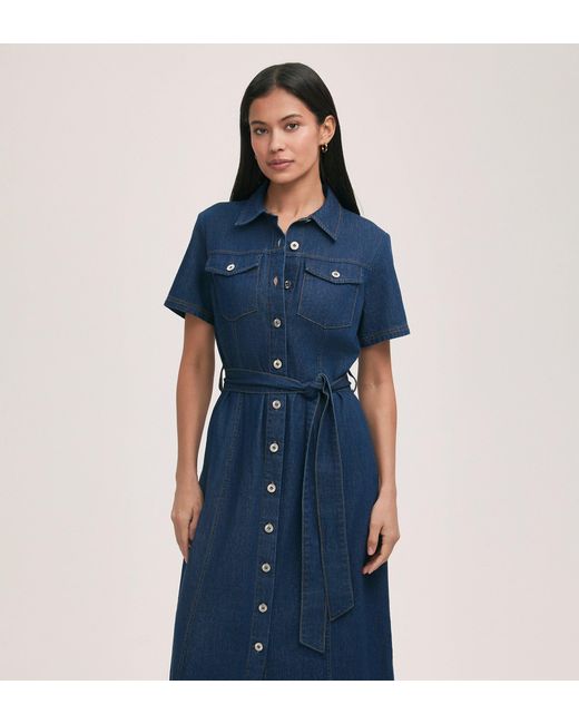 Finery London Blue Lily Denim Midi Dress