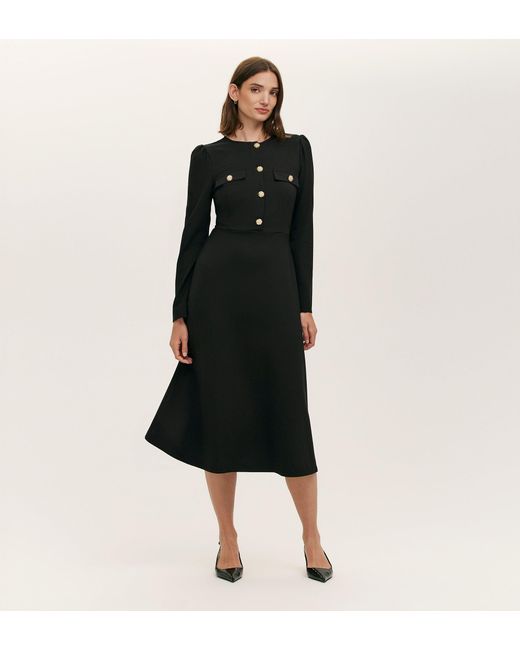 Finery London Black Gilly Ponte Jersey Midi Dress