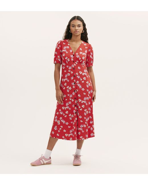 Women's Red Milena Jersey Midi Dress