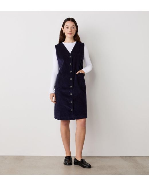 Finery London Blue Reneka Corduroy Knee Length Dress