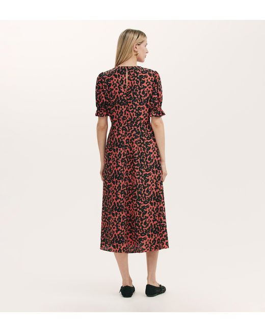 Finery London Red Mela Crepe Midi Tea Dress