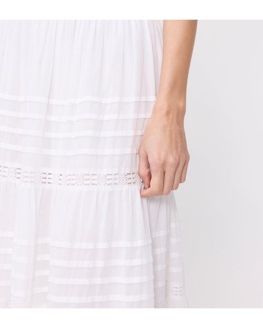 Finery London White Imani Cotton Lace Tiered Midi Skirt