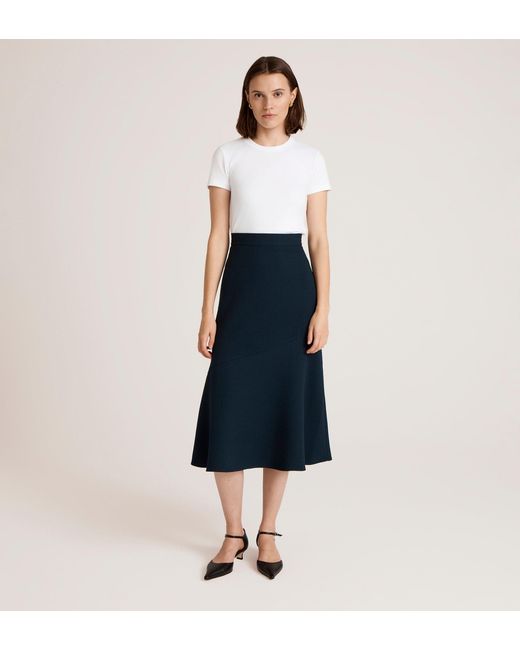 Women's Blue Gracie Rich Crepe Midi Skirt