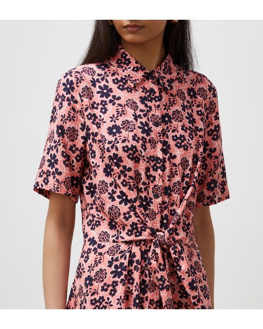 Finery London Red Sage Midi Shirt Dress