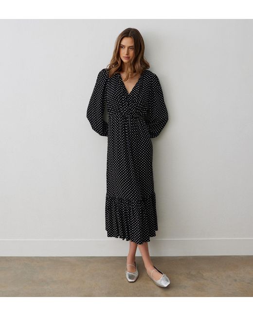 Women's Black Suzie Polka Dot Midi Dress