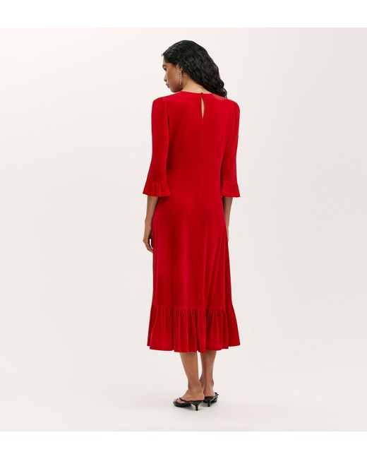 Finery London Red Scarlett Velvet Midi Dress