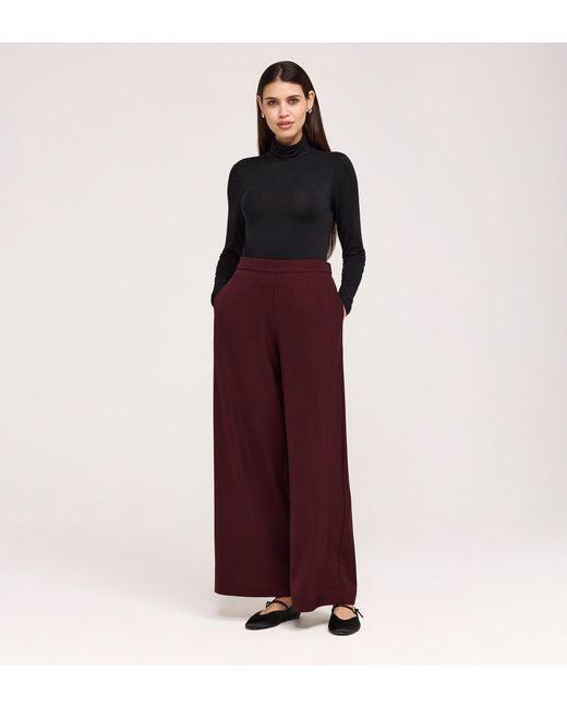 Finery London Red Nat Gaberdine Twill Wide Leg Trousers