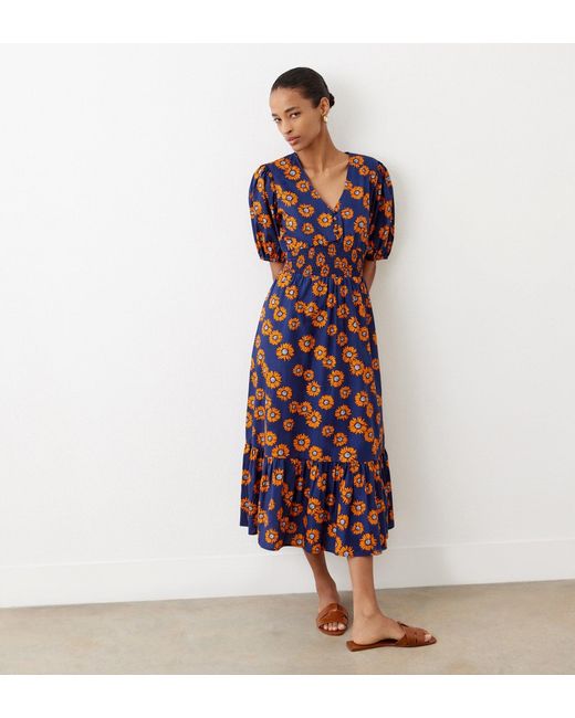 Finery London Red Dalhia Cotton Midi Dress