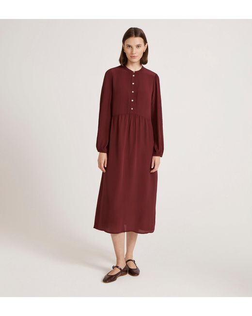 Finery London Red Jasmine Lace Trim Crepe Midi Dress