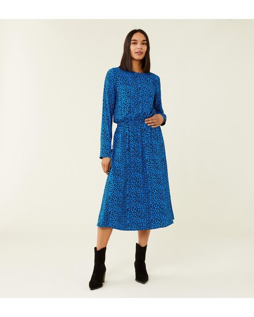 Women's Blue Theo Print Midi Dress