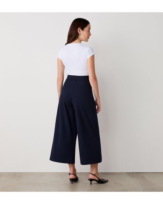 Finery London Blue Miribel Cropped Ponte Jersey Trousers