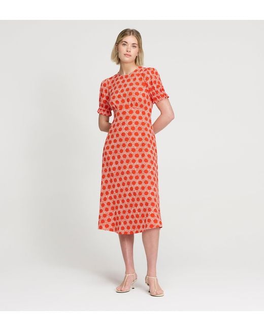 Finery London Red Mela Polka Dot Midi Tea Dress
