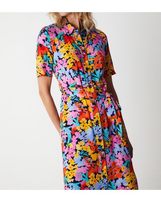 Finery London Blue Bailey Floral Meadow Midi Shirt Dress