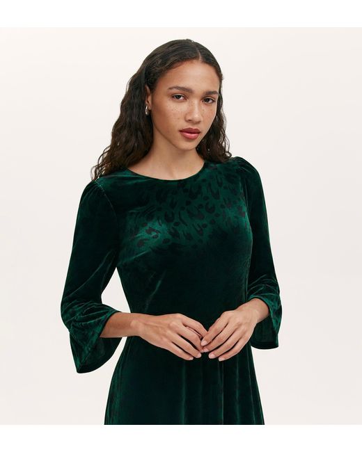 Finery London Green Camie Jersey Velvet Short Dress