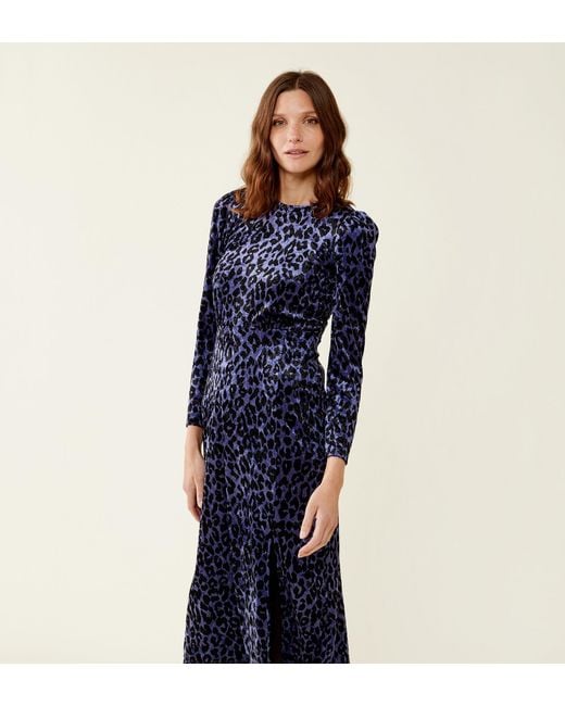 Finery London Blue Abel Velvet Dress