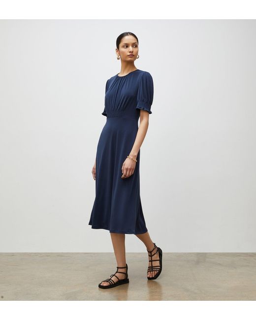 Finery London Blue Alina Crepe Midi Dress