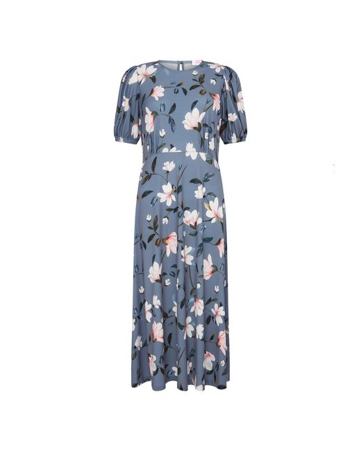 Finery London Blue Mya Midi Jersey Dress