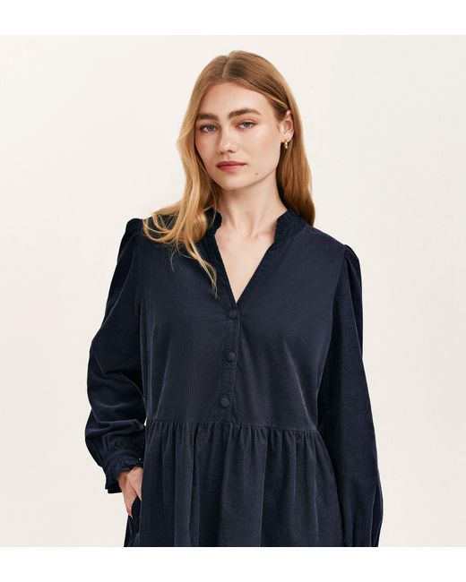 Finery London Blue Verona Corduroy Short Dress