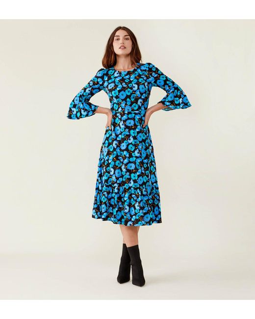 Finery London Blue Cira Midi Dress