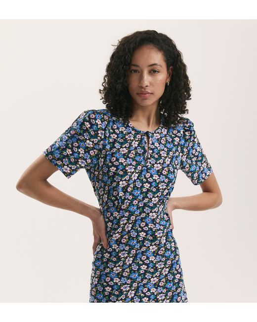 Finery London Blue Marie Crepe Midi Tea Dress