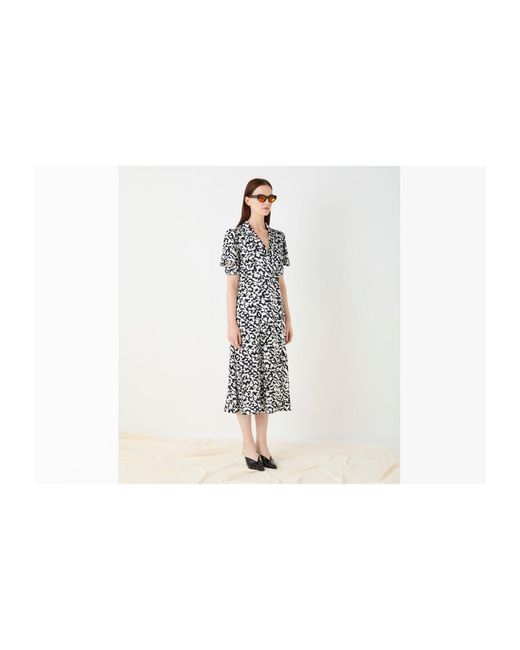 Finery London White Elizabeth Satin Printed Dress