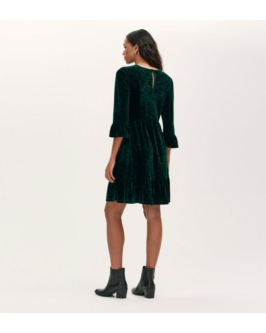 Finery London Green Camie Jersey Velvet Short Dress