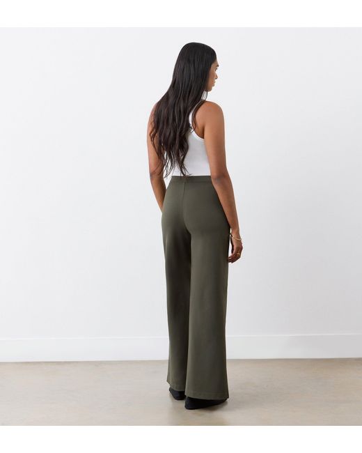 Finery London Green Reyna Ponte Jersey Wide Leg Trousers