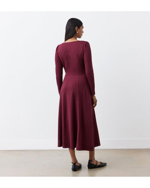 Finery London Red Kelly Ponte Jersey Midi Dress
