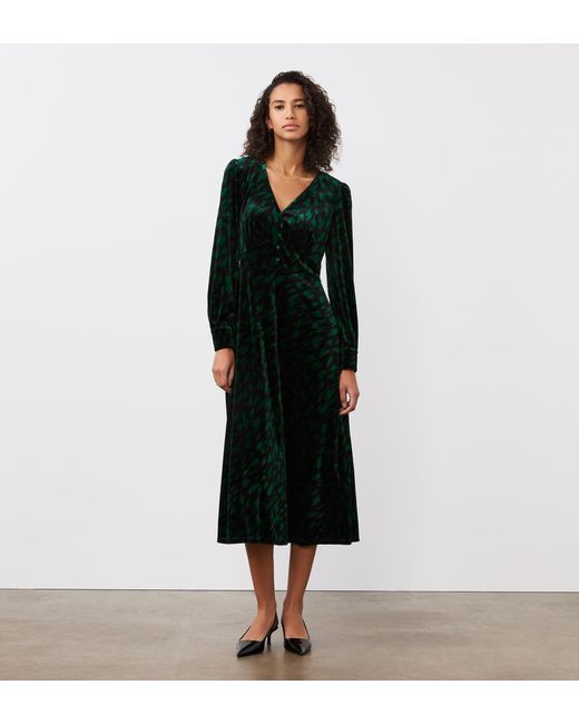 Finery London Black Layla Velvet Midi Dress