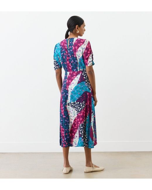 Finery London Blue Prue Crepe Midi Dress