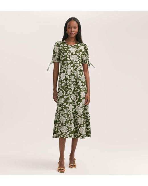 Finery London Green Demi Crepe Tiered Midi Dress