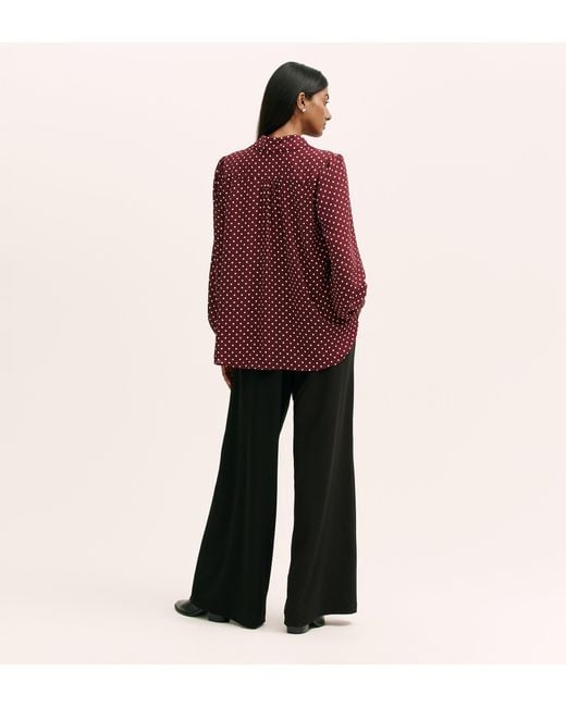Finery London Red Melina Spot Crepe Blouse