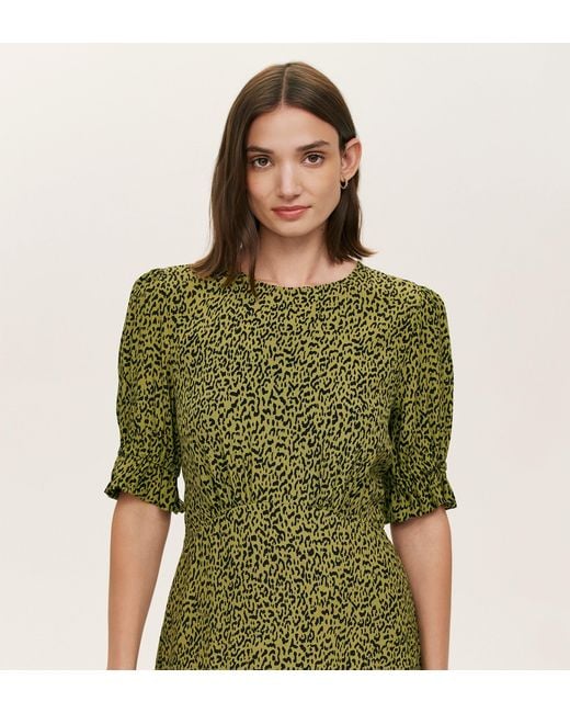 Finery London Green Mela Crepe Midi Tea Dress