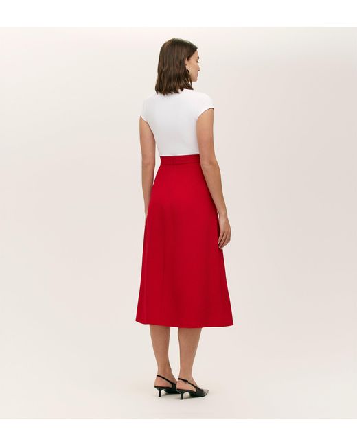 Finery London Red Ramona Rich Crepe Midi Skirt