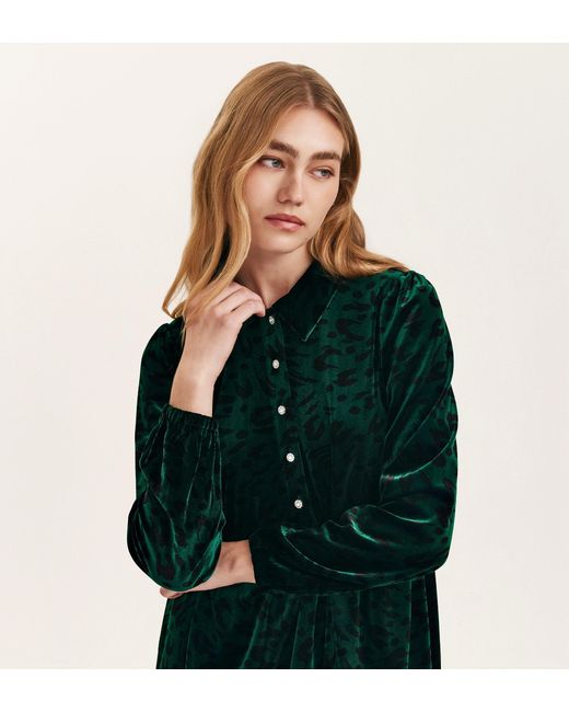 Finery London Green Rosanna Velvet Short Dress