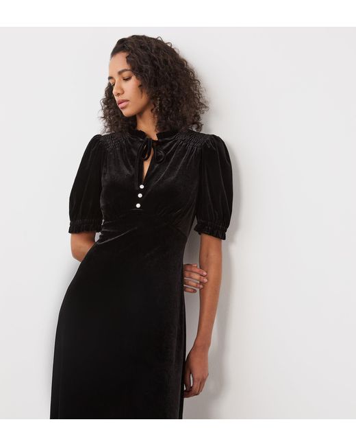 Finery London Black Olympia Velvet Midi Dress