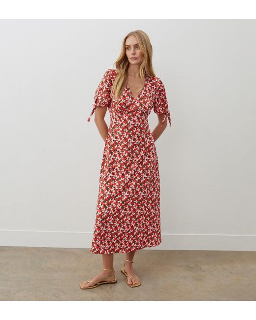 Women's Red Gabriella Crepe Midi Dress