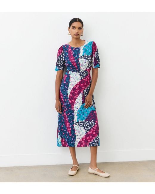 Finery London Blue Prue Crepe Midi Dress