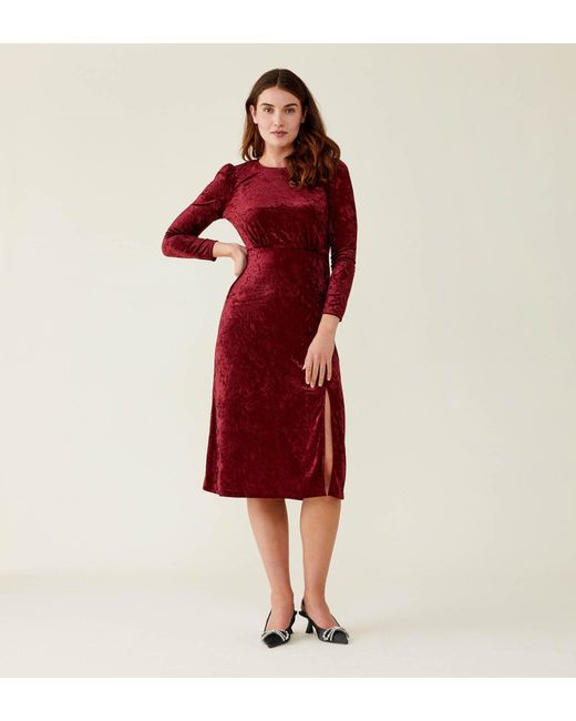 Finery London Red Abel Burgundy Velvet Dress