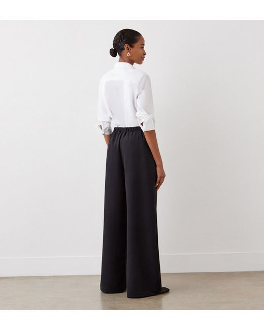 Finery London White Nat Satin Back Crepe Wide Leg Trousers