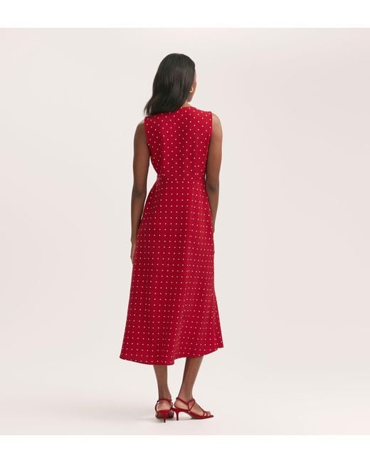 Finery London Red Flora Polka Dot Midi Dress