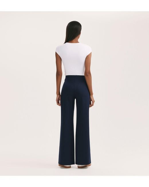 Finery London Blue Reyna Ponte Jersey Wide Leg Trousers