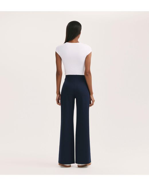 Finery London Blue Reyna Ponte Wide Leg Trousers