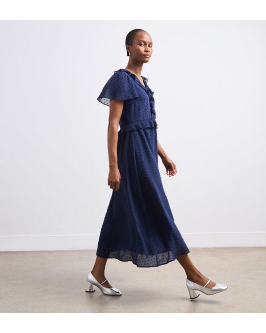 Finery London Blue Dahlia Chiffon Midi Dress