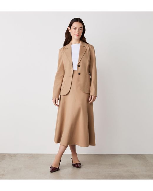 Finery London Natural Mae Ponte Jersey Midi Skirt